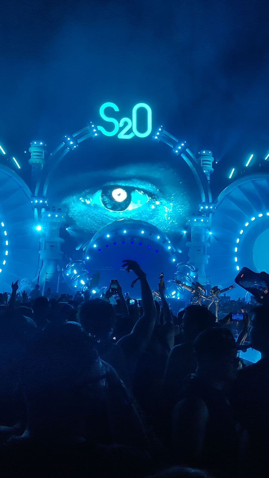 Festival stage under lights